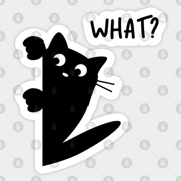 Peeking Black Cat Sticker by Champanie's Store